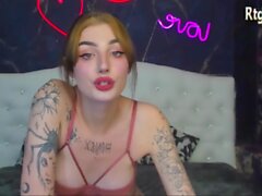 pink lingerie russian transgirl with full tattoos and small cock camshows solo