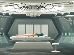 A hot horny girl gets fucked by 3d dickgirl in a spaceship