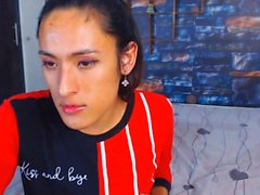 Latina Tranny Wildly Plays Her Dick on Cam