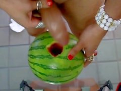 Lana CD fucks a watermelon 2