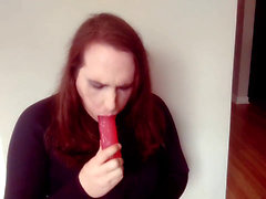 Drooling, gag dildo deepthroat, trap solo dildo