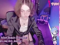 skinny teen trans cutie in stockings wanks on webcam