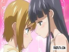 Young hentai chicks with dick cuties hump each other good