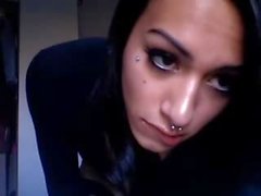 Teen brunette tgirl wanks off her small prick on cam