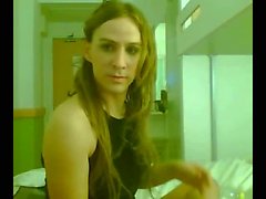 Spanish tgirl spreads her cute little ass on the webcam
